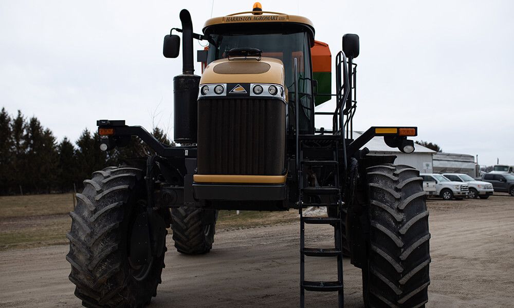 Yellow tractor on Harriston Agromart land